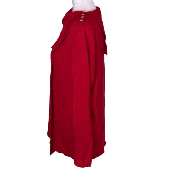 Adrienne Vittadini Red Asymmetric Shawl Collar Sweater Faux Wrap Front Elegant L - Picture 4 of 9